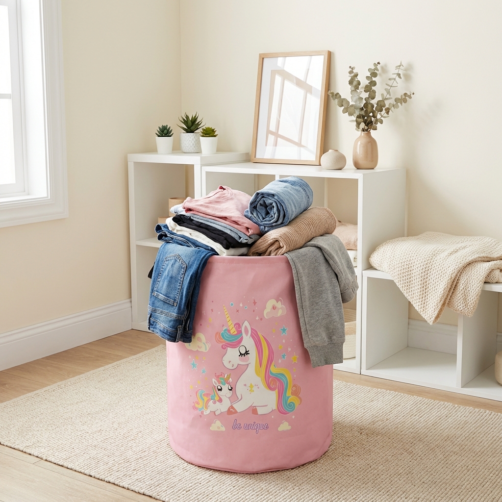 Baby Clothing Basket - Unicorn laundry basket, foldable large capacity