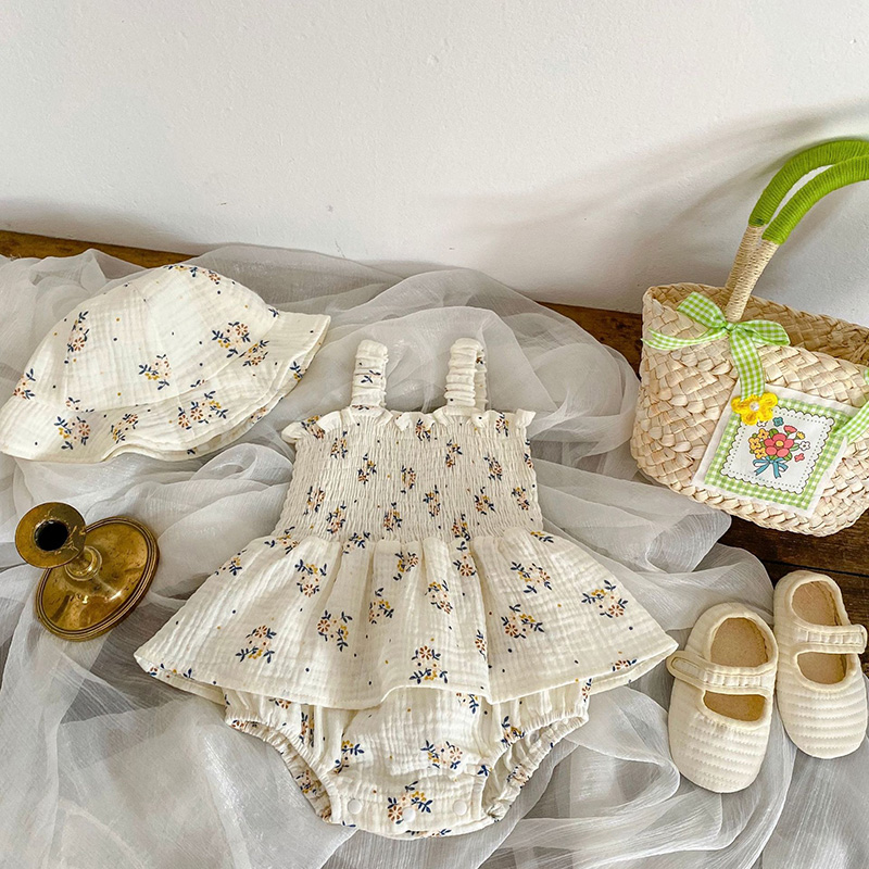 Baby Z Clothing - 2PCS Summer Linen Floral Infant Newborn