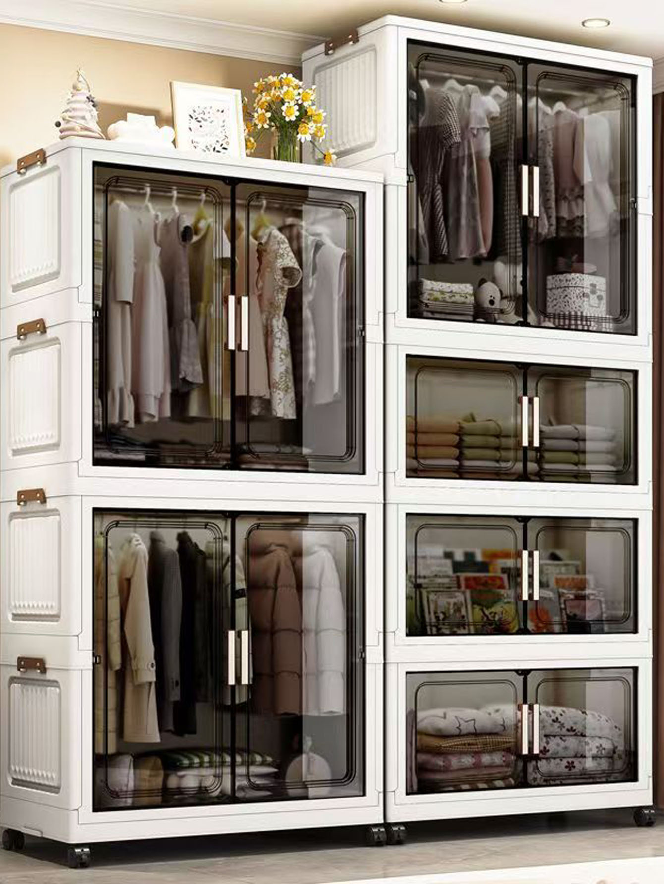 Baby Clothing Cupboard - Thickened folding storage cabinet baby wardrobe