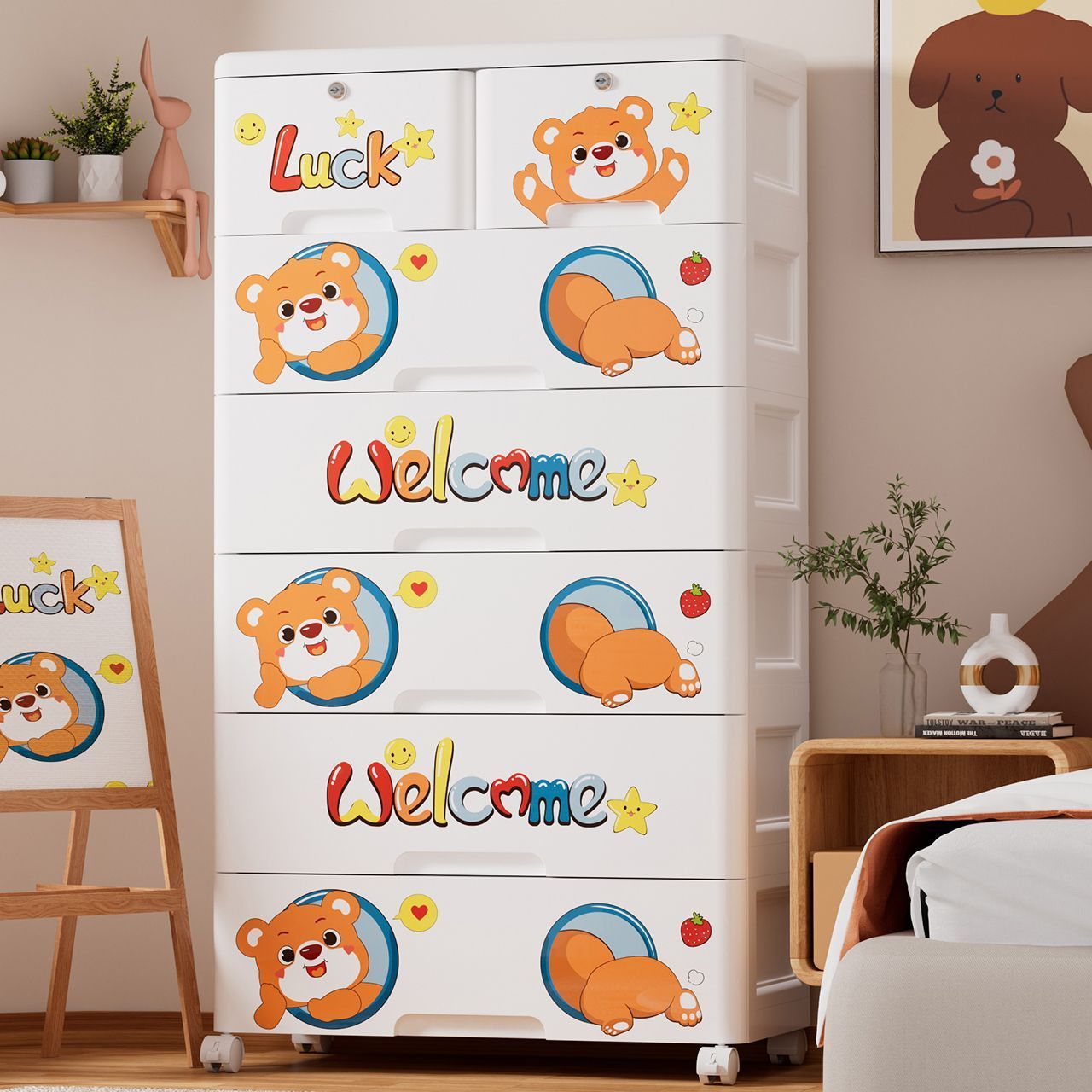 Baby Clothing Cupboard - Thickened Plastic Storage Cabinet 5-Drawer Organizer
