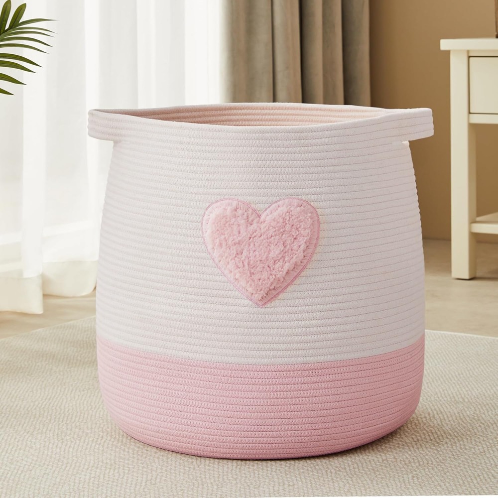 Baby Clothing Basket - Pink Laundry Basket Hamper for Kids