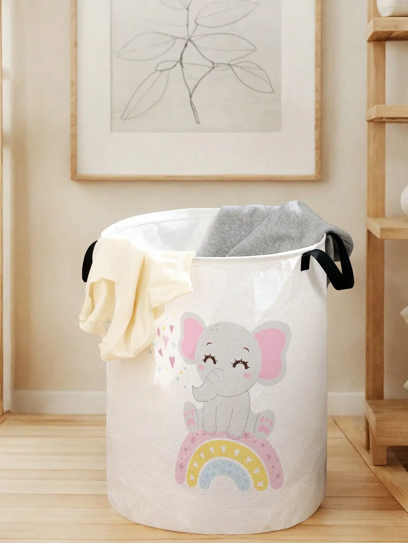 Baby Clothing Basket - 1pc Cute Elephant Pattern Foldable Large