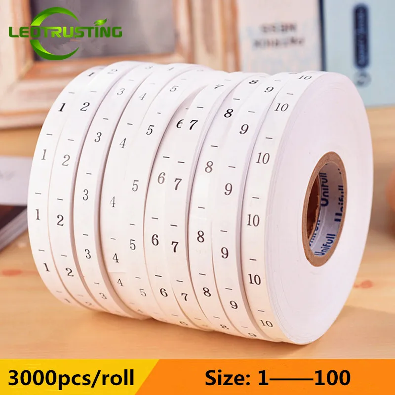 3000PCS/Roll 1-100 Number Size - Baby Clothing Tags recension och pris