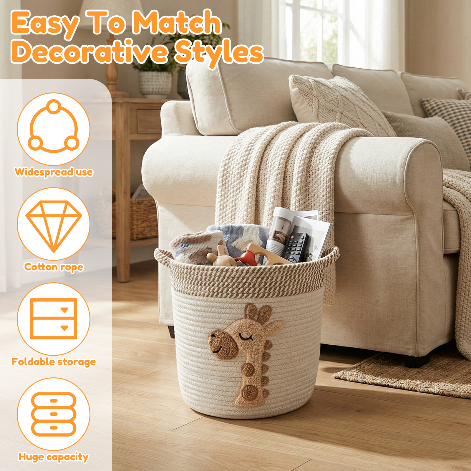 Cotton Rope Storage Basket Lar - Baby Clothing Basket recension och pris