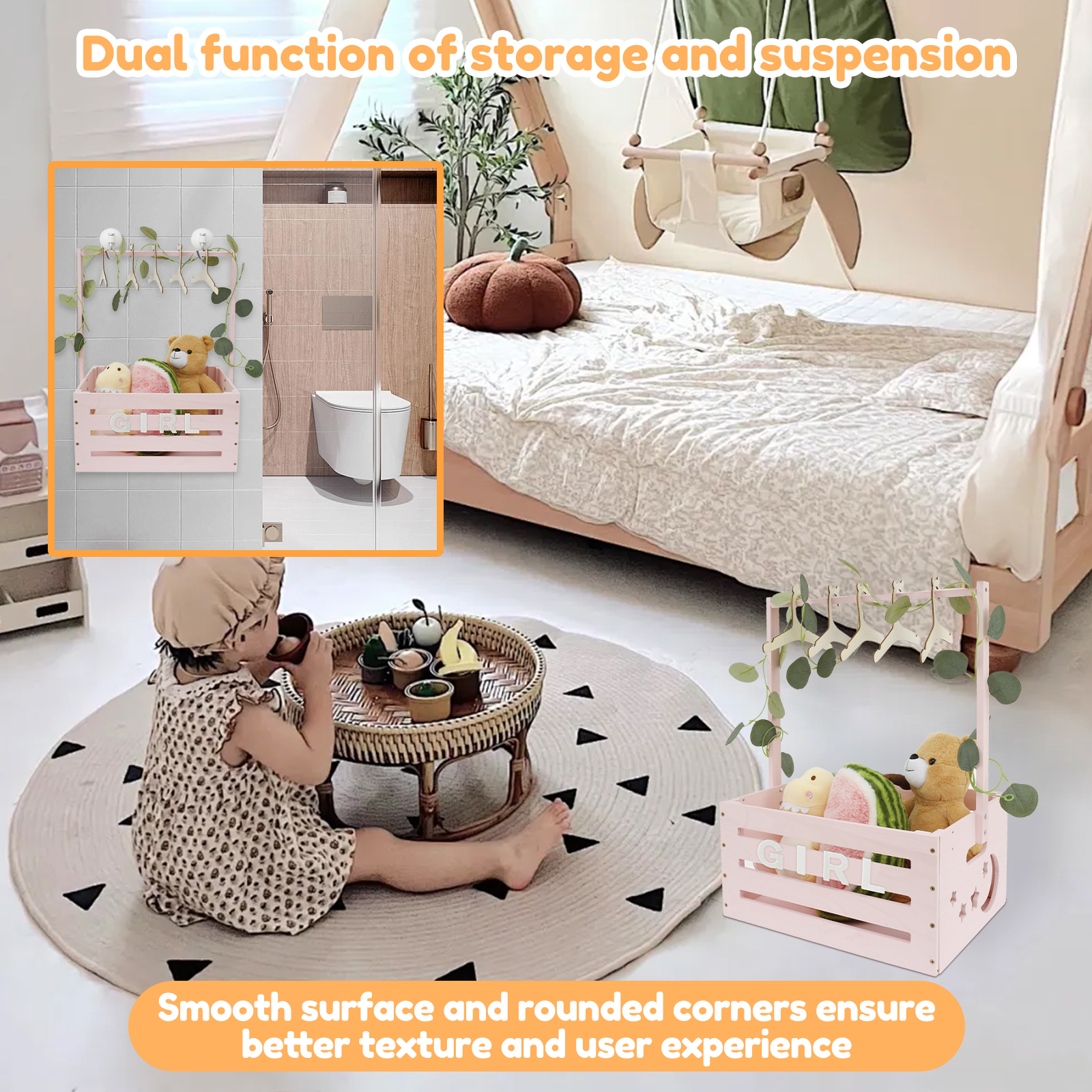 Wood Baby Shower Storage Baske - Baby Clothing Basket recension och pris